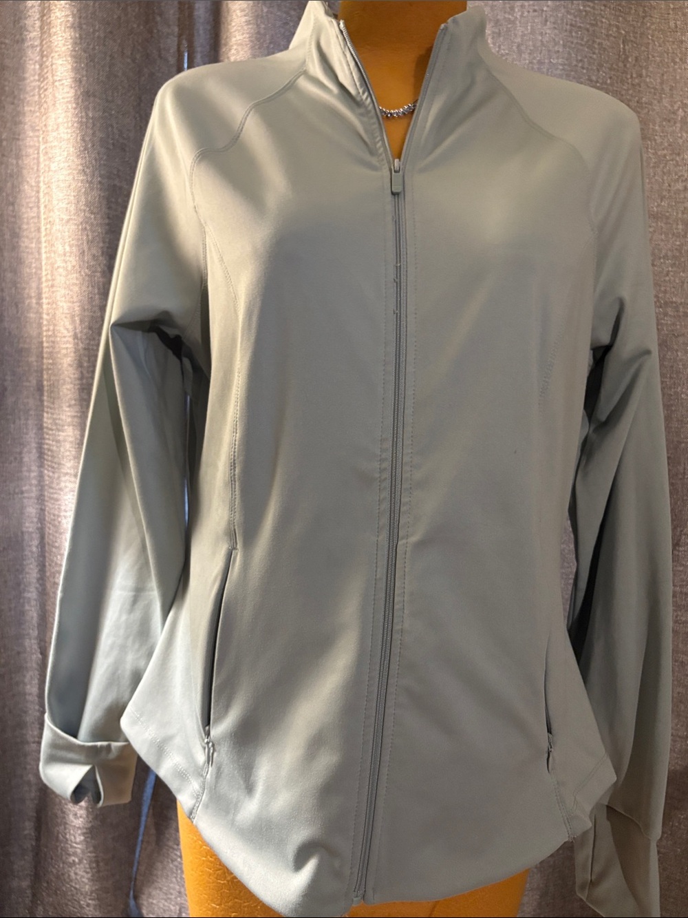 RBX Women's Light Gray Full-Zip Utility Jacket with Stand Collar